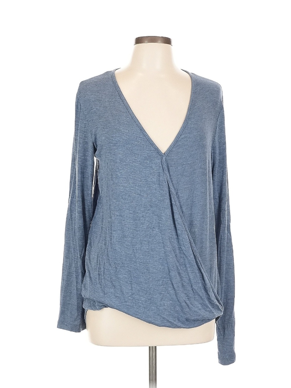 Splendid Slate Blue Wrap V-Neck Long-Sleeve Top